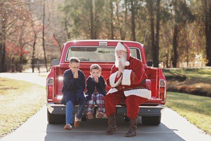 Although I could not hear their prayer, I just know it was magical. Santa celebrates the real reason for the season and never missed a moment to speak about it with the boys. Even Santa’s belt buckle was the nativity scene. This by far will be my favorite moments from that morning.